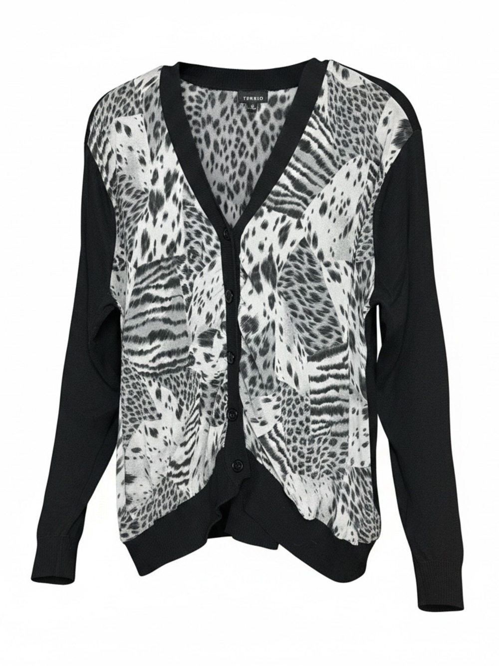 Torrid black & white animal print cardigan with zebra and leopard print, size 3